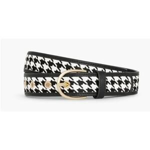 Talbots Black/White Houndstooth Calf Hair Belt Size XL  NWT